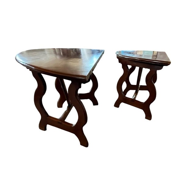 Italian Demi Lune Console Tables in Walnut, Set of 2 For Sale - Image 6 of 18
