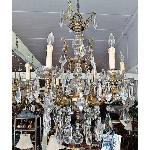 1930s French Bronze Dore' Crystal Chandelier For Sale - Image 9 of 17