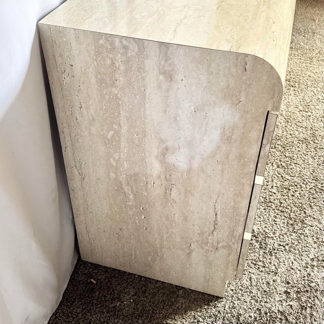 1980s Postmodern Faux Travertine Laminate Waterfall Dresser For Sale In Miami - Image 6 of 7