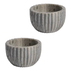 Mulhouse Ribbed Marble Bowls, Set of 2, Beige