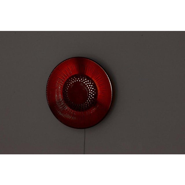 Red Flower Wall Lamp in Ceramics, 1960s For Sale - Image 3 of 12