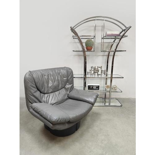 Vintage Italian Chrome & Glass Bookcase, 1970s For Sale - Image 4 of 7