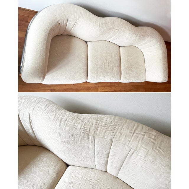 Vtg 'Onda' Sofa by De Pas D’Urbino + Lomazzi for Zanotta 1980s Cream + Chrome For Sale - Image 14 of 14
