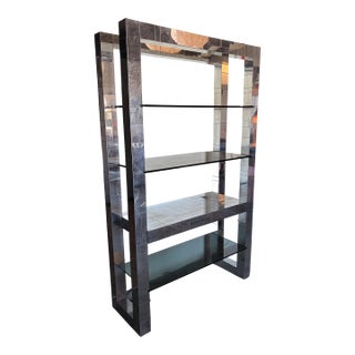 1960’s Paul Evans Patchwork Chrome and Glass Etagere for Directional Furniture, Attributed For Sale