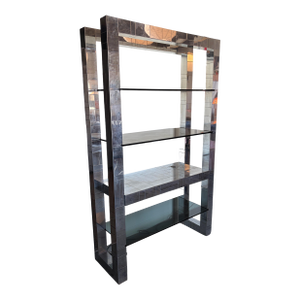 1960’s Paul Evans Patchwork Chrome and Glass Etagere for Directional Furniture, Attributed