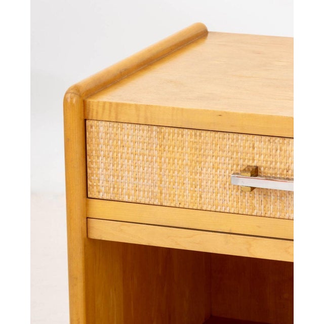 Modern Modern Walnut and Rattan Nightstands, Pair For Sale - Image 3 of 8