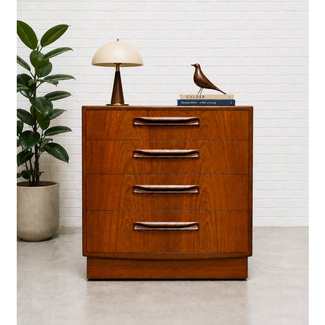 Vintage Mid century Modern Teak Dresser from G-Plan's iconic Fresco line, c. 1960's. This small piece packs a punch...