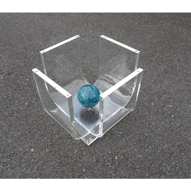 Vintage Square Coffee Table in Acrylic with Marble and Glass, 1980s For Sale - Image 14 of 16