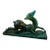 1930s Egisto Fantechi Art Deco Green Ceramic Italian Sculpture of a Fawn For Sale