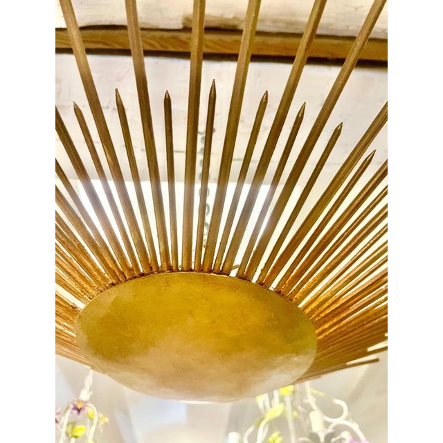 1950s Spanish Solar Crown Sunburst Wall Light in Gilt Metal, 1950 For Sale - Image 5 of 10