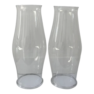 Large Antique 19th Century American Clear and Colorless Blown Glass Hurricane Candle Shades - a Pair