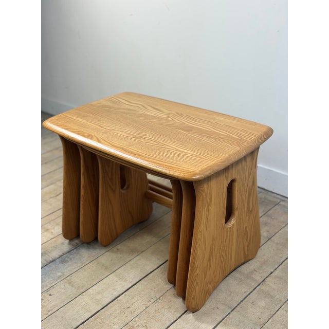 1980s Vintage Nesting Tables in Elm from Ercol, 1980, Set of 3 For Sale - Image 5 of 10