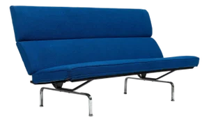 Mid Century Blue Sofa Compact by Eames for Herman Miller 1970s