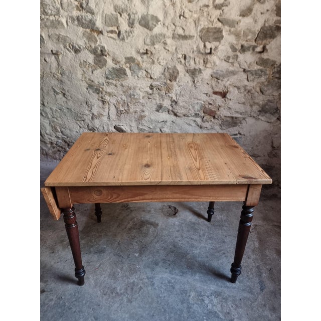 Vintage Pine Table with Extendable Side, 1930s For Sale - Image 6 of 18