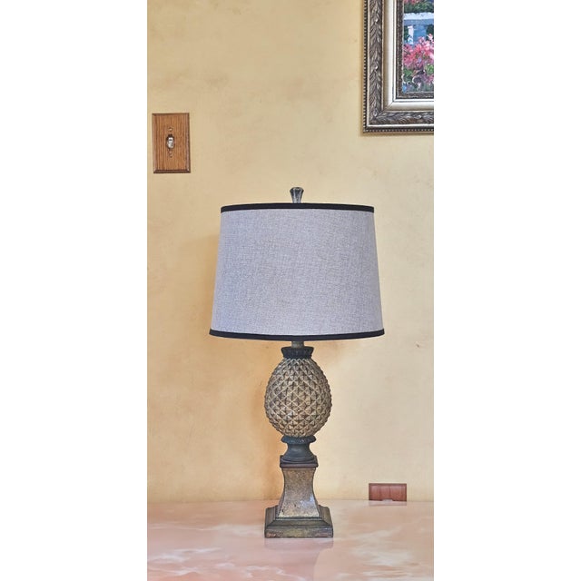 Plastic Hollywood Regency Pineapple Table Lamp With Custom Shade For Sale - Image 7 of 7