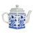 Vintage Italian Tuscany Style Blue & White Botanical Design Porcelain Tea Pot. For Sale