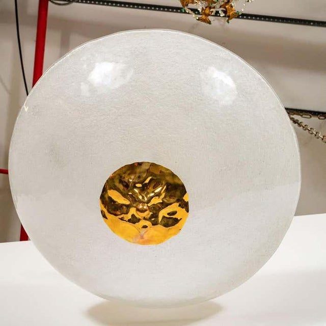 White 1960s Frosted Murano Glass Bowl Flush Mount For Sale - Image 8 of 10