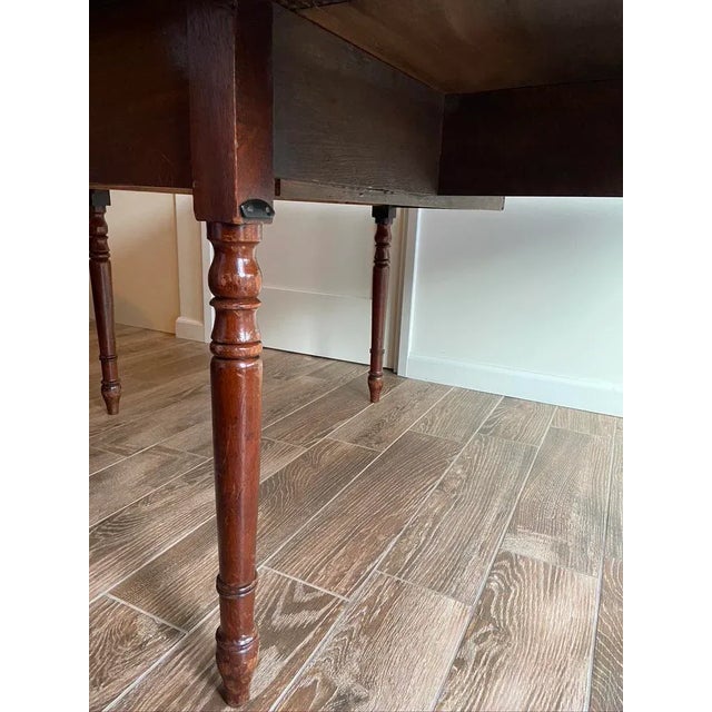 Antique English Edwardian Mahogany Drop Leaf Table For Sale - Image 9 of 11