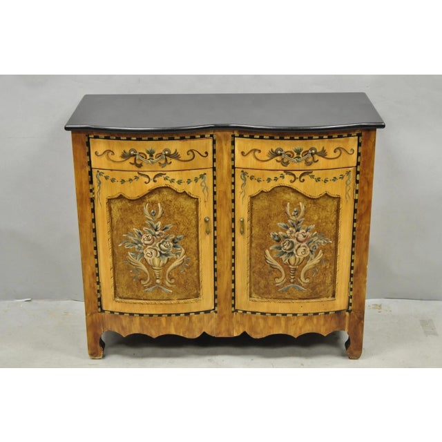 Contemporary French Country Style Marble Top Painted Server Console Cabinet For Sale - Image 15 of 15