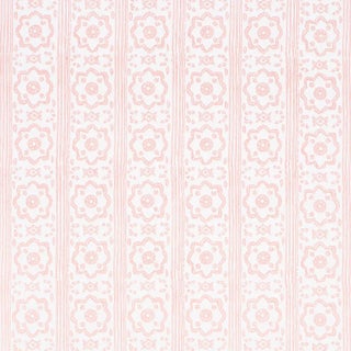 SAMPLE - Schumacher Sunda Hand Blocked Print Wallpaper In Blush For Sale