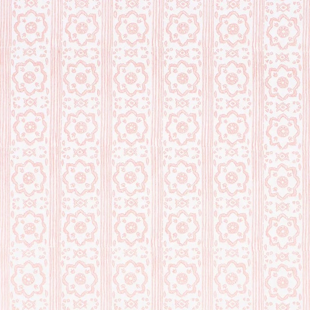 SAMPLE - Schumacher Sunda Hand Blocked Print Wallpaper In Blush For Sale