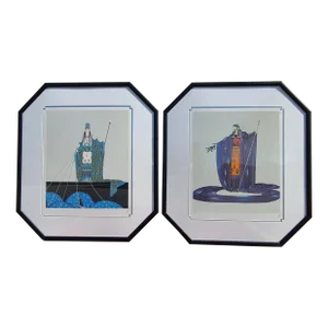 Erté Zeus and Hera Suite 1981 Limited Edition Lithographs, Framed Pair