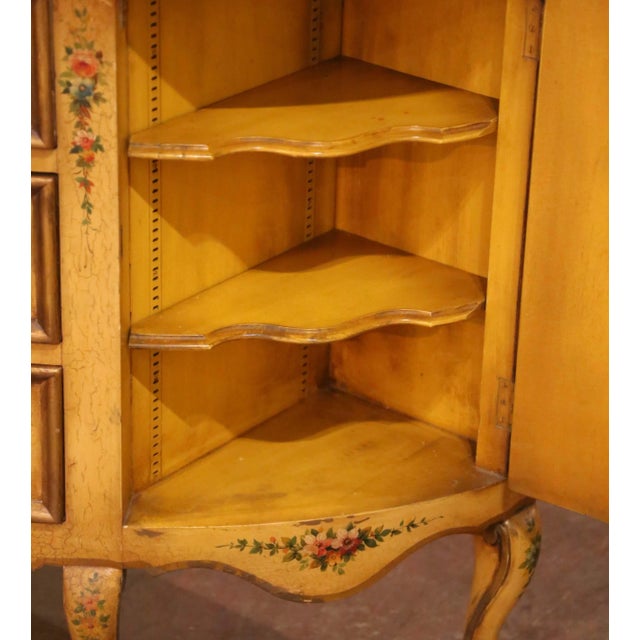 Mid-Century Italian Painted Demi-Lune Commode With Floral and Figural Panel For Sale In Dallas - Image 6 of 14