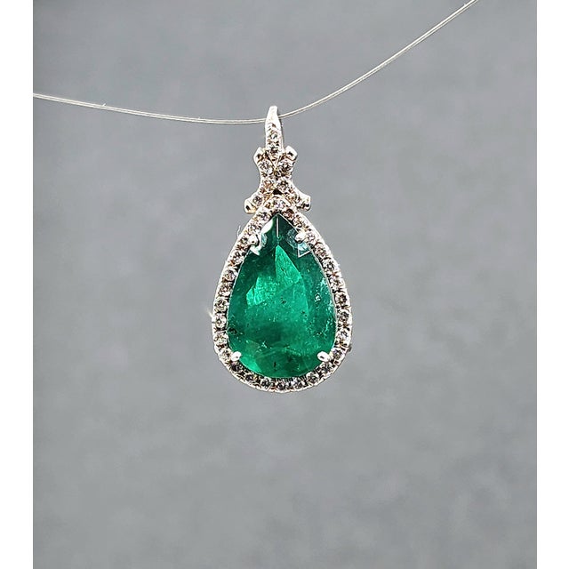 6.22 Ct Natural Pear Shape Emerald Earrings - 2 Pieces For Sale - Image 4 of 9