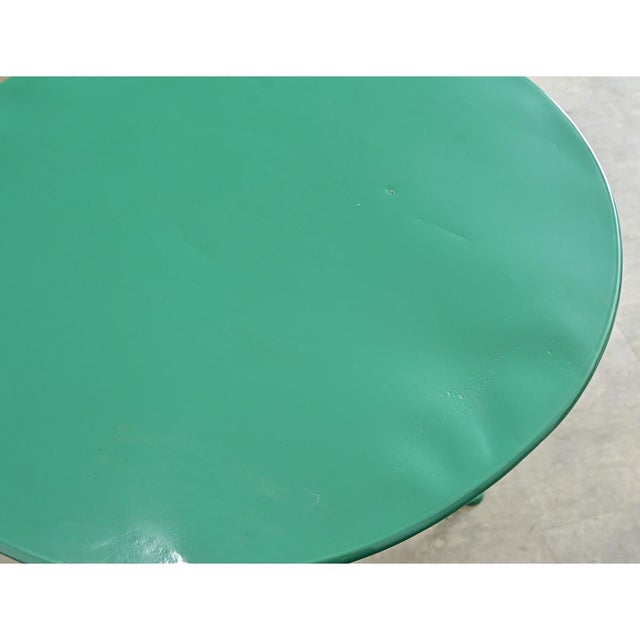 Metal Early 20th Century French Pair of Metal Bistro Tables with New Powder Coat, 2 Pieces For Sale - Image 7 of 12