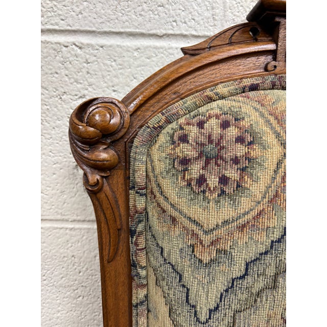 Brown Antique Victorian Oak and Tapestry Dining Chairs - Set of 6 For Sale - Image 8 of 11