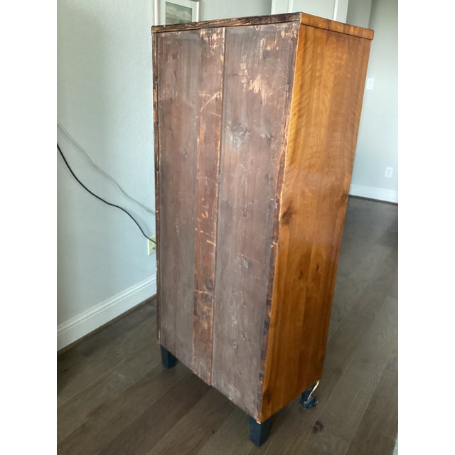 Biedermeier Antique 19th Century Biedermeier Flame Cherrywood Chiffonier / Tall Chest of Drawers For Sale - Image 3 of 18