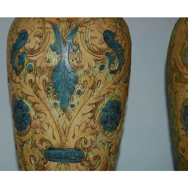 1950s Vintage Marbro Ceramic Egyptian Lamps of Gold - a Pair For Sale - Image 5 of 10