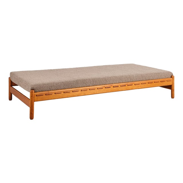 Daybed in Teak and Bouclé Upholstery, Denmark, 1960s For Sale
