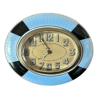 Art Deco Clock in Metal and Enamel, Esperia, 1930s For Sale