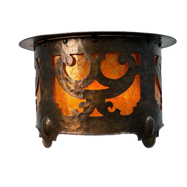 Arts & Crafts 1910s Arts and Crafts Mission Style Flush Mount With Mica Panels For Sale - Image 3 of 7