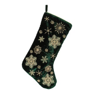 Velvet Snowflake Christmas Stocking 19.5"H For Sale
