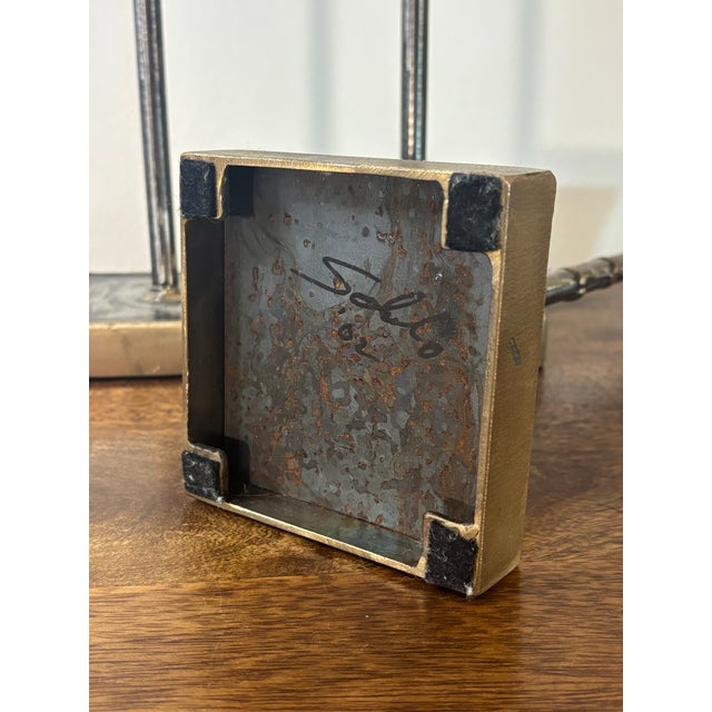 Metal Vintage American Studio Sculptural Brutalist Steel and Bronze Candlesticks For Sale - Image 7 of 7
