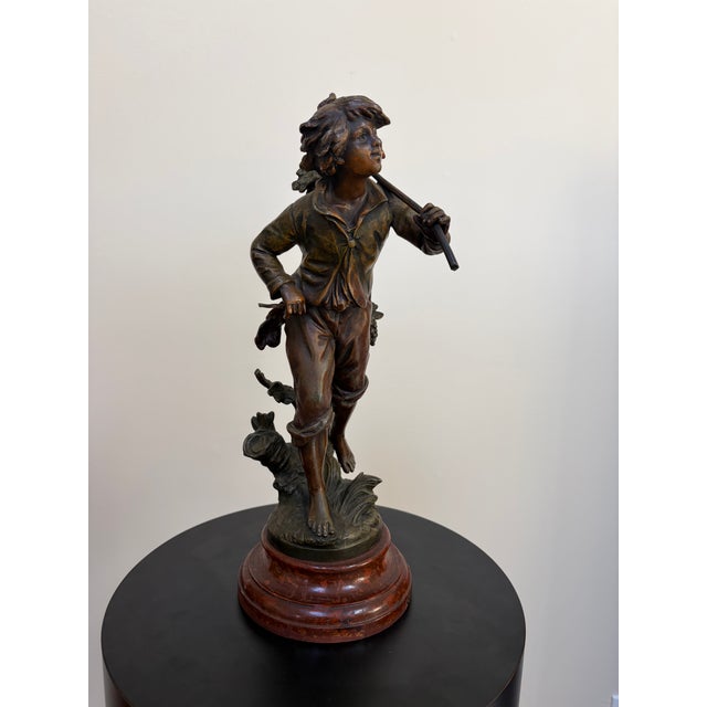 Antique French Vendangeur Spelter Sculpture After Moreau For Sale - Image 4 of 13