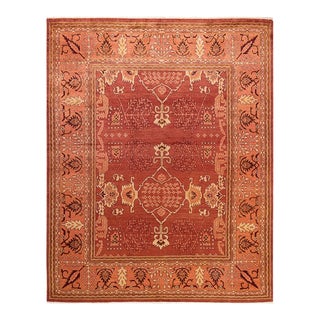 Eclectic, One-of-a-Kind Hand-Knotted Area Rug in Red, 8' 2" x 10' 2" For Sale
