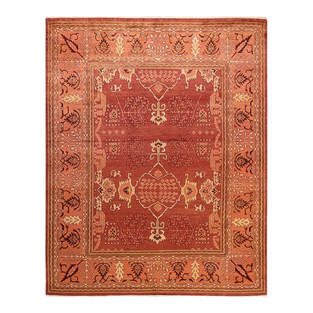 Eclectic, One-of-a-Kind Hand-Knotted Area Rug in Red, 8' 2" x 10' 2" For Sale