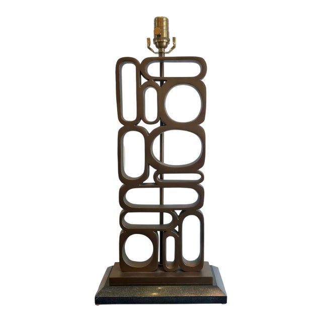 Currey & Company Mod Geometric Aged Brass Table Lamp For Sale