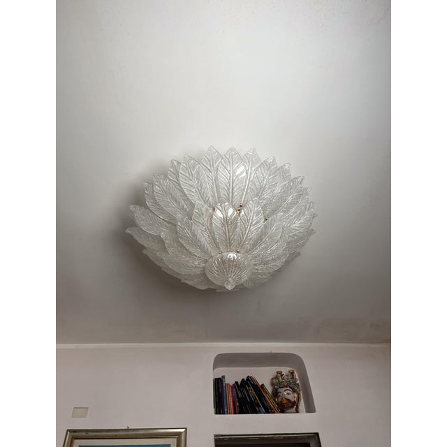 Metal Set of 2 Vintage Capri Extra Large Murano Transparent Glass Ceiling Lights For Sale - Image 7 of 12