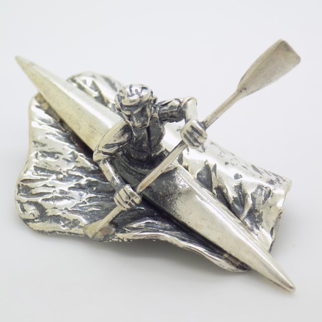 Vintage Italian Handmade Sterling Silver 925 Canoe Rower Figurine, 1970s For Sale - Image 14 of 14