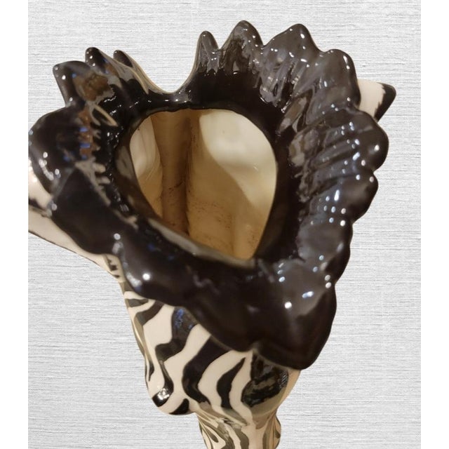 Fitz and Floyd 1981 Vintage Ceramic Black White Zebra Head Vase in the Manner of Fitz and Floyd For Sale - Image 4 of 7