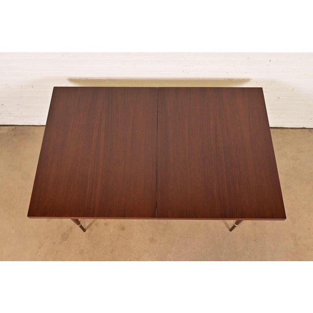 Paul McCobb for Directional Mahogany and Brass Extension Dining Table, Newly Refinished For Sale - Image 9 of 15