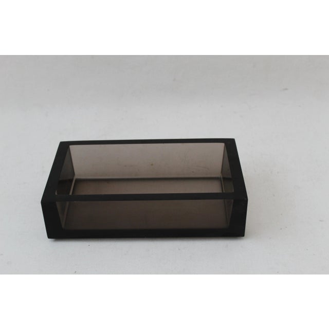 Halston Style Smoke Lucite Tissue Box Holder Cachepot, very good condition