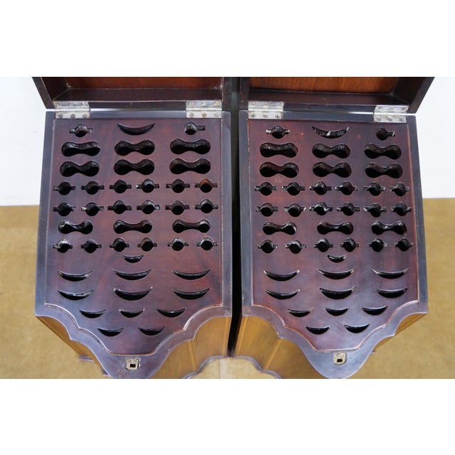 Antique Late 18th C. English George III Mahogany Fitted Cutlery Knife Boxes Pair For Sale - Image 6 of 17