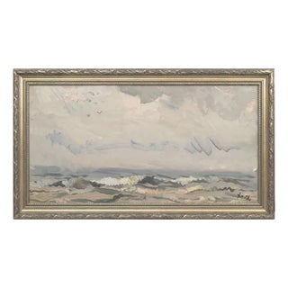 White Waves, Oil on Board, 20th Century For Sale