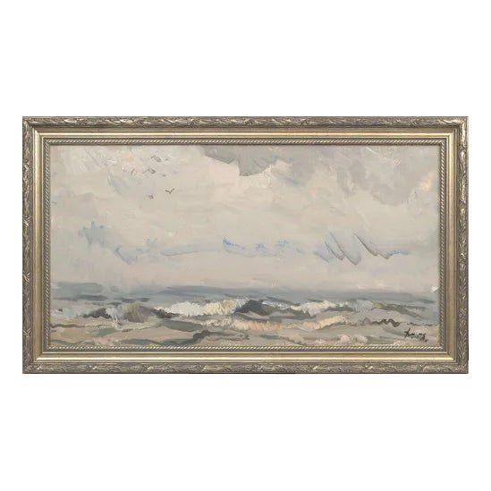 White Waves, Oil on Board, 20th Century For Sale