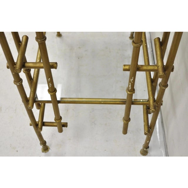 Gold Mid 20th Century Hollywood Regency Faux Bamboo Chinese Chippendale Pagoda Gold Etagere Bookcase For Sale - Image 8 of 12